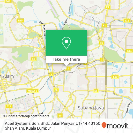 Aceil Systems Sdn. Bhd., Jalan Penyair U1 / 44 40150 Shah Alam map