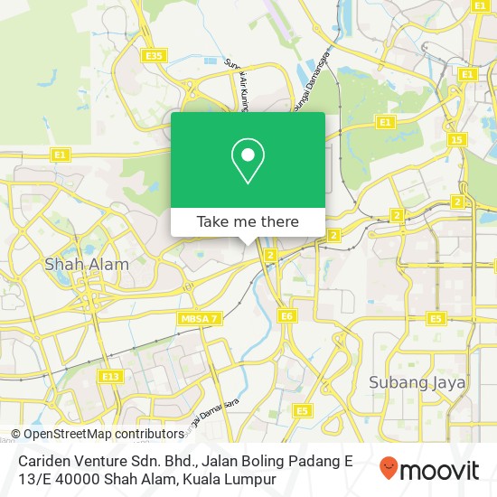 Peta Cariden Venture Sdn. Bhd., Jalan Boling Padang E 13 / E 40000 Shah Alam