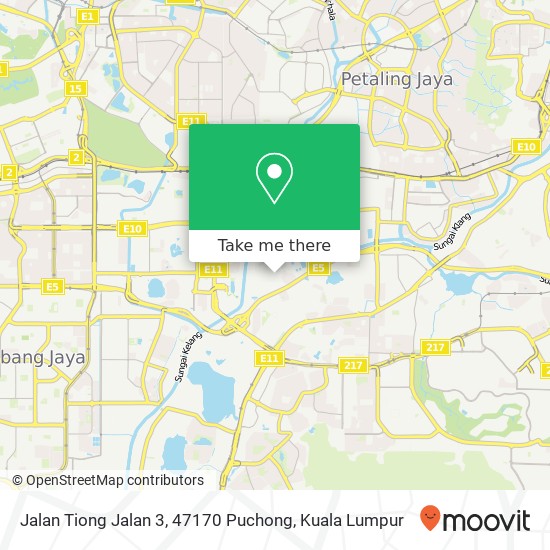Peta Jalan Tiong Jalan 3, 47170 Puchong