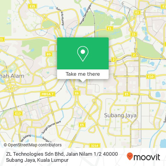 Peta ZL Technologies Sdn Bhd, Jalan Nilam 1 / 2 40000 Subang Jaya