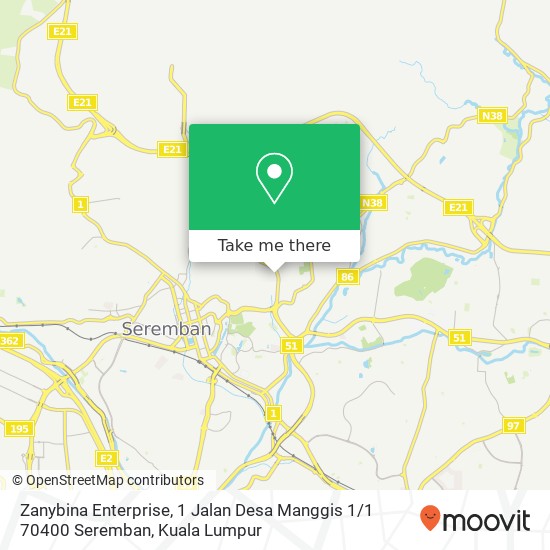Peta Zanybina Enterprise, 1 Jalan Desa Manggis 1 / 1 70400 Seremban