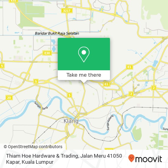 Thiam Hoe Hardware & Trading, Jalan Meru 41050 Kapar map