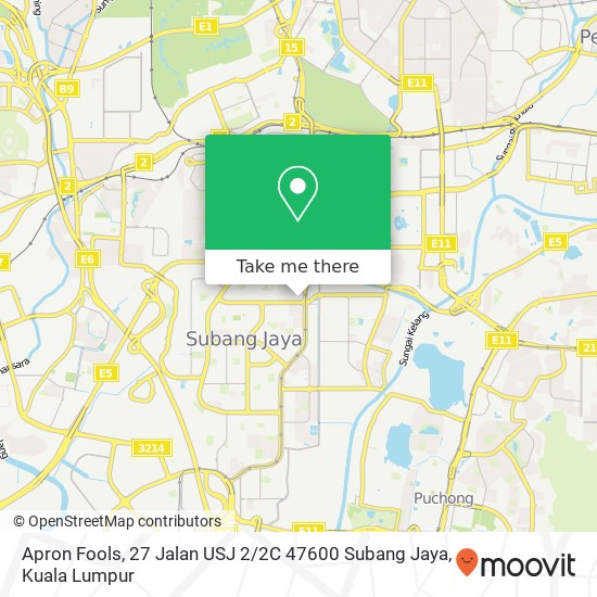 Peta Apron Fools, 27 Jalan USJ 2 / 2C 47600 Subang Jaya