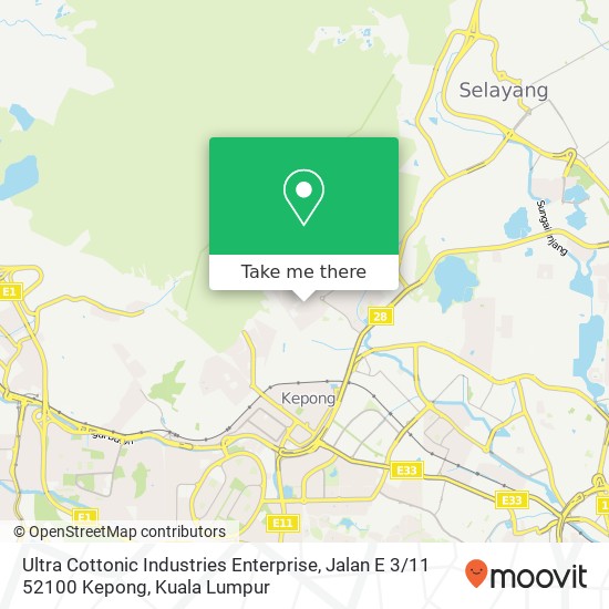 Peta Ultra Cottonic Industries Enterprise, Jalan E 3 / 11 52100 Kepong