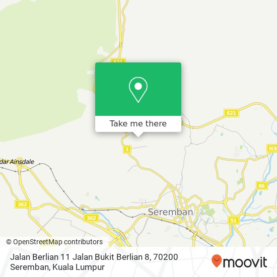 Peta Jalan Berlian 11 Jalan Bukit Berlian 8, 70200 Seremban