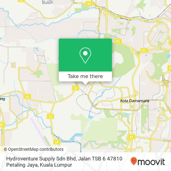 Peta Hydroventure Supply Sdn Bhd, Jalan TSB 6 47810 Petaling Jaya
