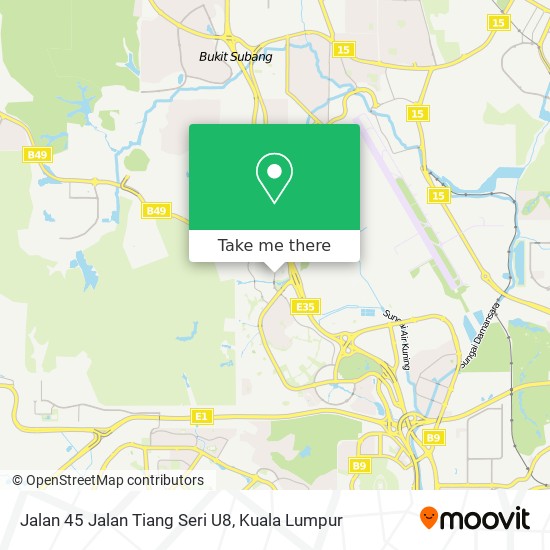 Jalan 45 Jalan Tiang Seri U8 map