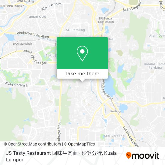 Peta JS Tasty Restaurant 回味生肉面 - 沙登分行