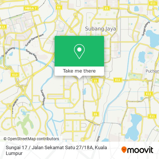 Sungai 17 / Jalan Sekamat Satu 27 / 18A map