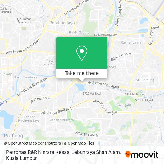 Petronas R&R Kinrara Kesas, Lebuhraya Shah Alam map