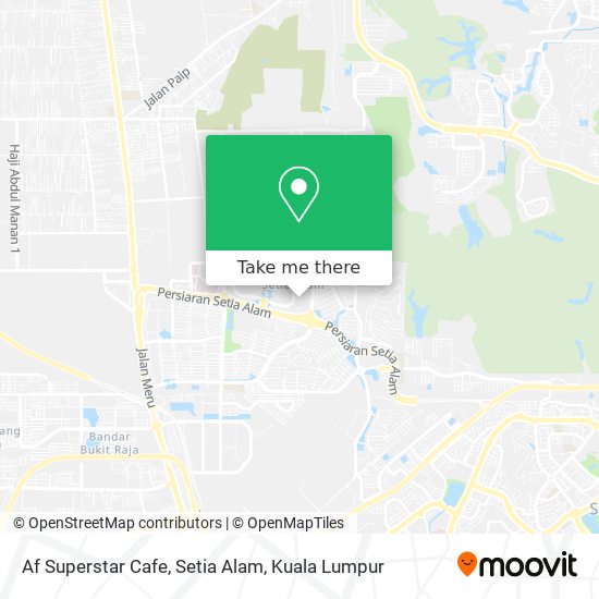 Peta Af Superstar Cafe, Setia Alam