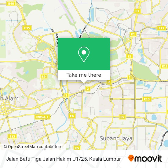 Jalan Batu Tiga Jalan Hakim U1 / 25 map