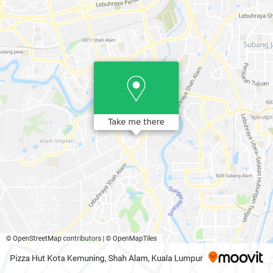 Peta Pizza Hut Kota Kemuning, Shah Alam