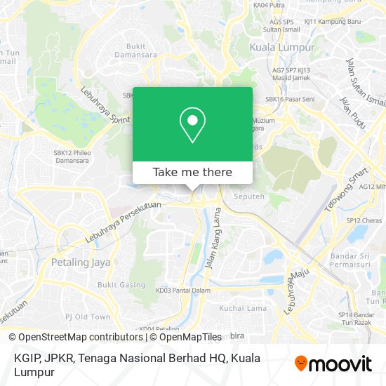 KGIP, JPKR, Tenaga Nasional Berhad HQ map