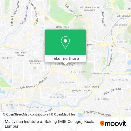 Peta Malaysian Institute of Baking (MIB College)