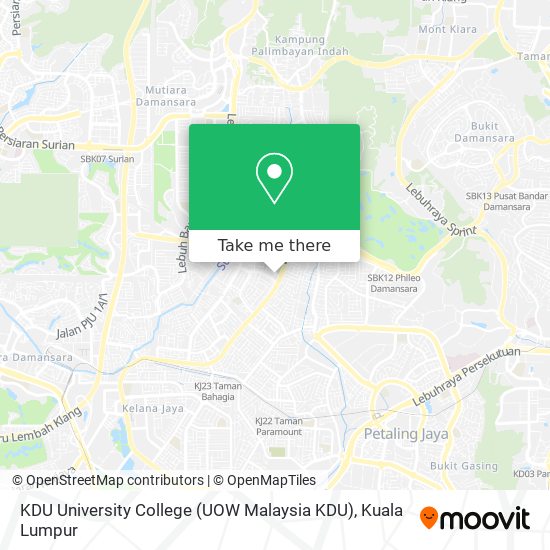 Peta KDU University College (UOW Malaysia KDU)