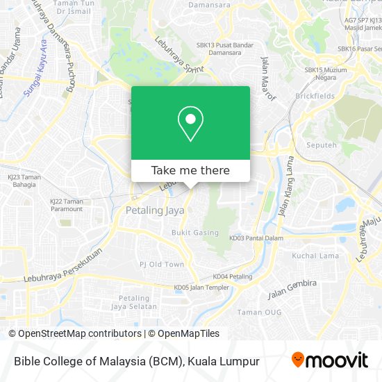 Peta Bible College of Malaysia (BCM)