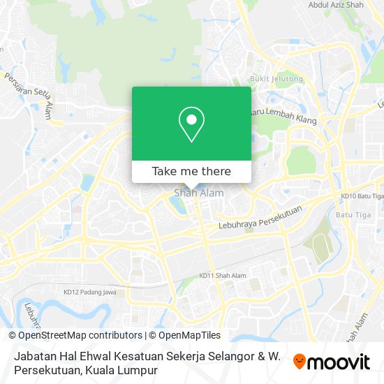 Peta Jabatan Hal Ehwal Kesatuan Sekerja Selangor & W. Persekutuan