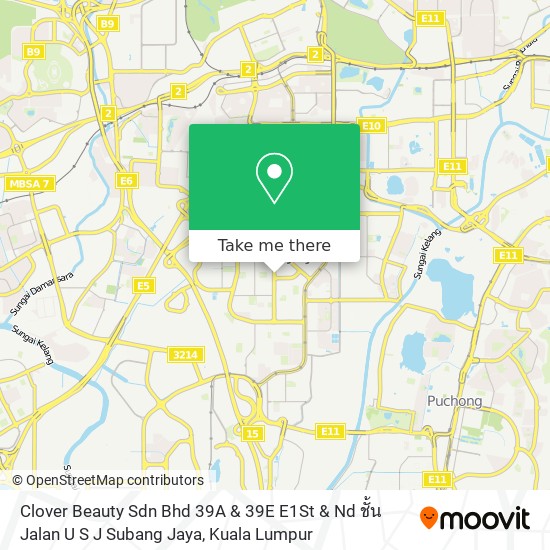 Clover Beauty Sdn Bhd 39A & 39E E1St & Nd ชั้น Jalan U S J Subang Jaya map