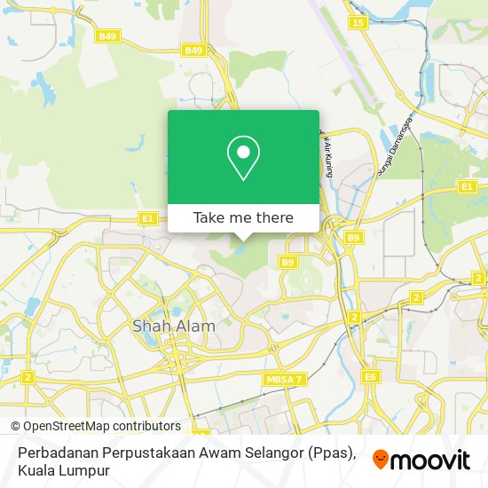 如何坐公交或捷运和轻快铁去shah Alam的perbadanan Perpustakaan Awam Selangor Ppas