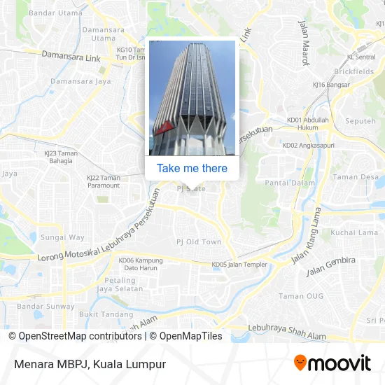 How to Get to Menara MBPJ in Petaling by Bus, MRT & LRT or Train?