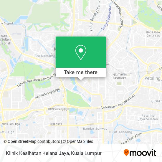 Peta Klinik Kesihatan Kelana Jaya