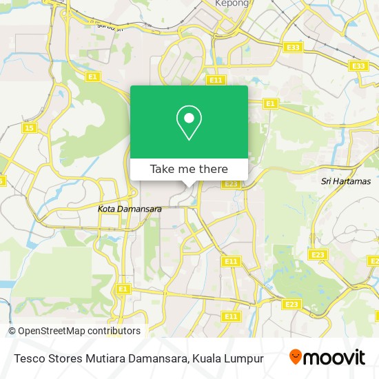 如何坐公交或捷运和轻快铁去petaling Jaya的tesco Stores Mutiara Damansara
