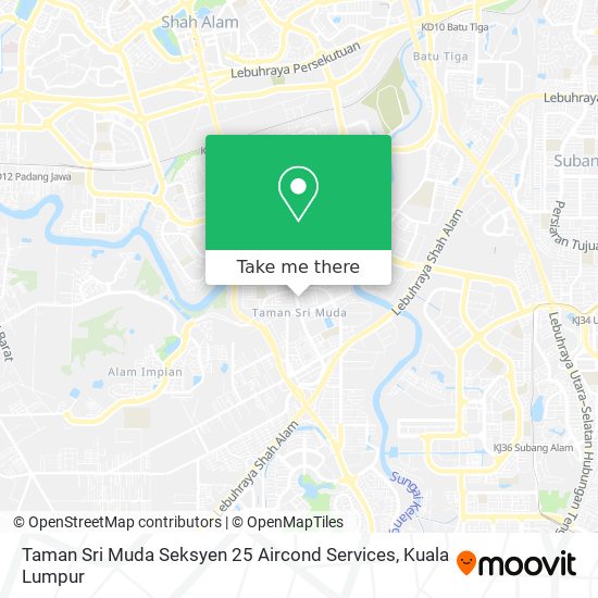 Peta Taman Sri Muda Seksyen 25 Aircond Services