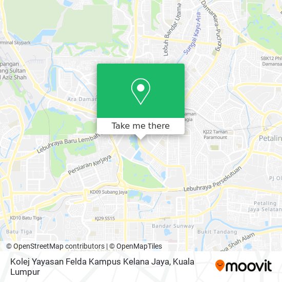Peta Kolej Yayasan Felda Kampus Kelana Jaya