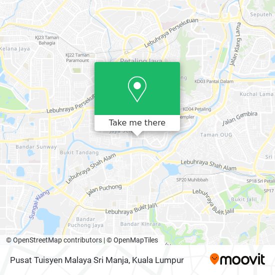 Peta Pusat Tuisyen Malaya Sri Manja