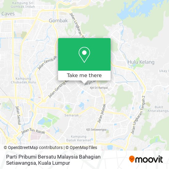 Parti Pribumi Bersatu Malaysia Bahagian Setiawangsa map