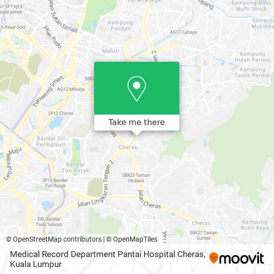 Medical Record Department Pantai Hospital Cheras map