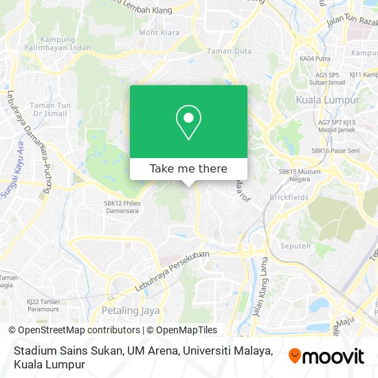 Stadium Sains Sukan, UM Arena, Universiti Malaya map