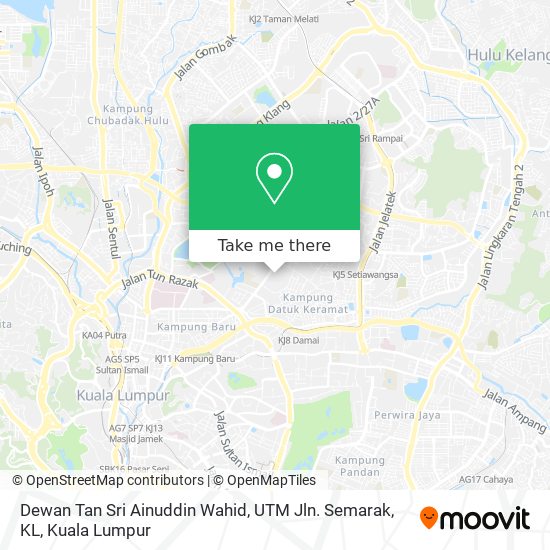 Peta Dewan Tan Sri Ainuddin Wahid, UTM Jln. Semarak, KL