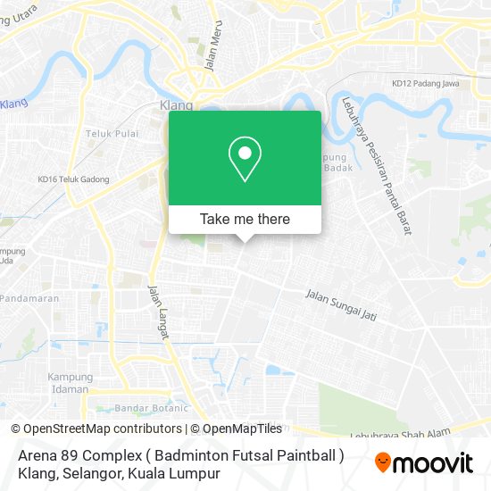 Arena 89 Complex ( Badminton Futsal Paintball ) Klang, Selangor map