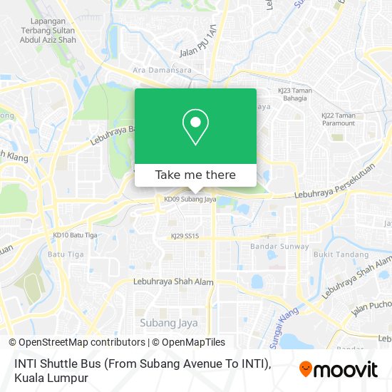 INTI Shuttle Bus (From Subang Avenue To INTI) map