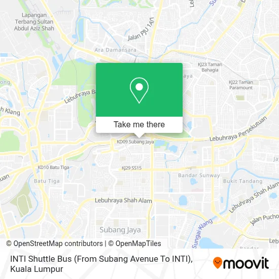 INTI Shuttle Bus (From Subang Avenue To INTI) map
