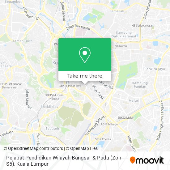 Peta Pejabat Pendidikan Wilayah Bangsar & Pudu (Zon S5)