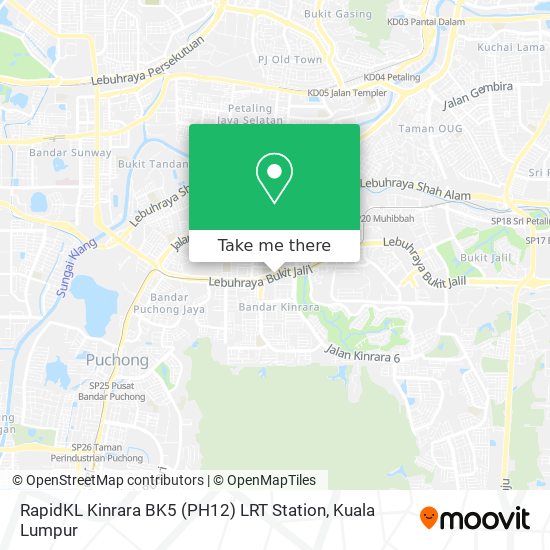 Peta RapidKL Kinrara BK5 (PH12) LRT Station