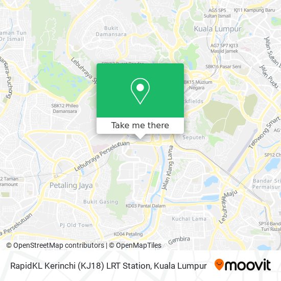 Peta RapidKL Kerinchi (KJ18) LRT Station