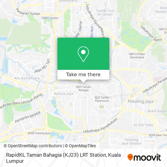 RapidKL Taman Bahagia (KJ23) LRT Station map