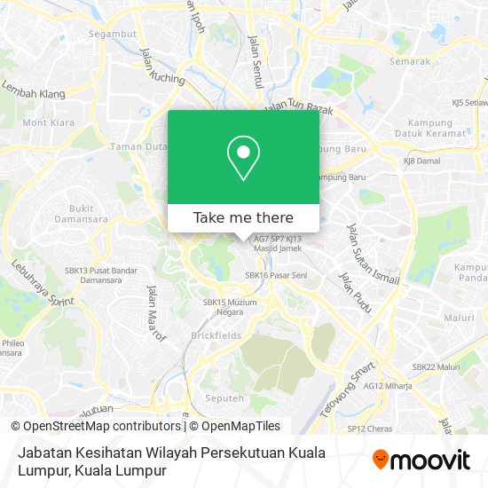 Jabatan Kesihatan Wilayah Persekutuan Kuala Lumpur map