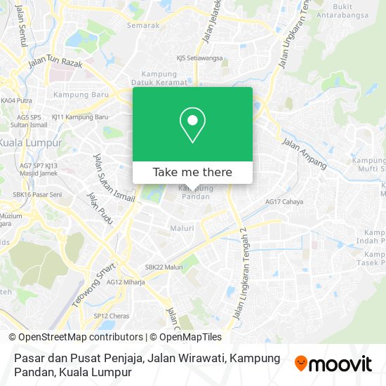 Peta Pasar dan Pusat Penjaja, Jalan Wirawati, Kampung Pandan
