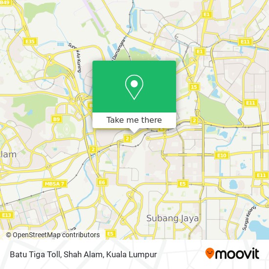 Peta Batu Tiga Toll, Shah Alam