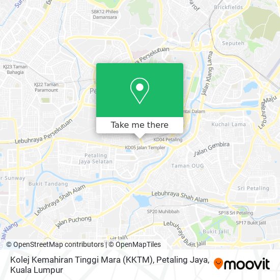 Kolej Kemahiran Tinggi Mara (KKTM), Petaling Jaya map