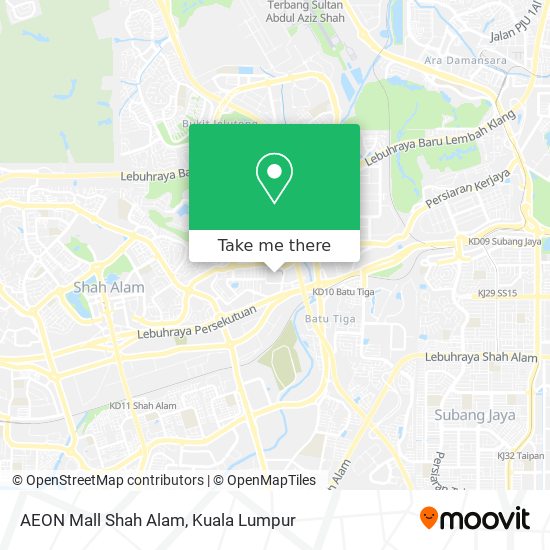 Peta AEON Mall Shah Alam