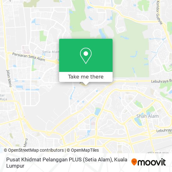 Peta Pusat Khidmat Pelanggan PLUS (Setia Alam)