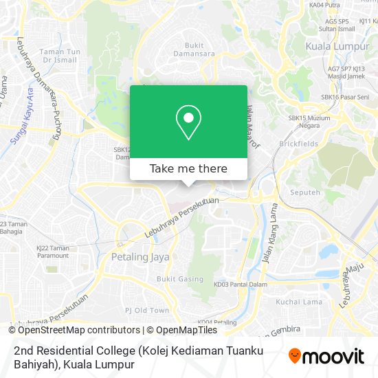 Peta 2nd Residential College (Kolej Kediaman Tuanku Bahiyah)