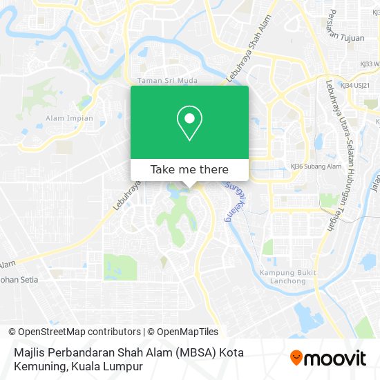 Peta Majlis Perbandaran Shah Alam (MBSA) Kota Kemuning