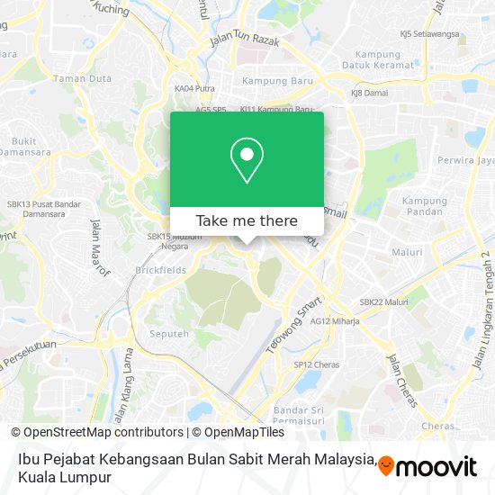 Peta Ibu Pejabat Kebangsaan  Bulan Sabit Merah Malaysia